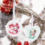 Personalized Cute Cartoon Santa Hat Snowman Initial Christmas Ornament with Name Christmas Gift for Friends Family
