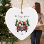 Personalized Chirstmas Tree Cartoon Character Ceramic Heart-Shaped Ornament with Name and Title Home Decor Christmas Gift for Family