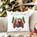 Personalized Family Cartoon Characters Soft Throw Pillow Cover with Name and Year Home Decor Birthday Anniversary Christmas Gift for Family