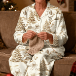 Gepersonaliseerde kerst Toile De Jouy dames pyjama set met initiaal dagelijks gebruik kerstverjaardagscadeau voor vrouwen
