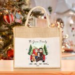 Personalized Christmas Snowflake Cartoon Character Large Jute Tote Bag with Name and Title Christmas Gift for Women Family