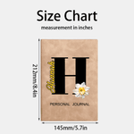 Personalised Birth Flower Initial  A5 PU Leather Journal Notebook with Name Text and 100 Lined Pages Birthday Gift for Friends Family