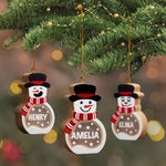 Personlig söt snögubbe LED-ljus träjuldekoration med namn julstrumpa dekoration vinterfest present för familj och barn