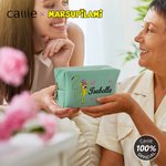 Personalized Long-Tailed Leopard Marsupilami PU Leather Makeup Pouch Bag with Name Travel Essentials Birthday Gift for Her  | Callie × Marsupilami®