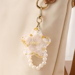 Personalized Star Heart Shape Pet Hair Storage Keychain with Name and Pearl Chain Sympathy Memorial Gift for Loss of Pet