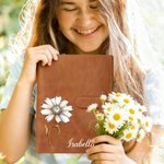 Personalized Birth Flower Name PU Leather A5 Notebook Cover with Storage Pocket Birthday Christmas Gift for Family Friends