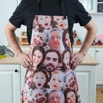 Personalized Crazy Funny Face Photo Avatar Adjustable Apron with Pocket Christmas Birthday Gift for Family Chef Cooking Lover
