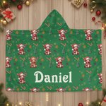 Gorro de Papá Noel de Navidad personalizado Manta con capucha suave de animal con nombre Regalo de cumpleaños de Navidad para niños Niñas