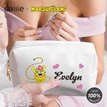 Personalized Long-Tailed Leopard Marsupilami PU Leather Makeup Pouch Bag with Name Travel Essentials Birthday Gift for Her  | Callie × Marsupilami®
