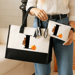 Personalized Birth Flower Large Tote Bag Portable Makeup Bag with Name and Initial Travel Accessories Birthday Gift for Women