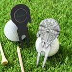 Personalized Millennium Falcon Golf Divot Repair Tool with Magnetic Removable Golf Ball Marker Golf Club Birthday Gift for Golf Lovers