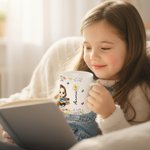 Personalised Cartoon Charatcer Birth Flower 11 oz Ceramic Mug with Name Birthday Christmas Gift for Book Lovers Bookworms