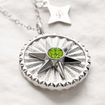 Personalised Hexagram Guardian Energy Coin Medal Necklace with Birthstone and Initial Dainty Family Jewellery Birthday Anniversary Gift for Women Men