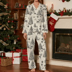 Gepersonaliseerde kerst Toile De Jouy dames pyjama set met initiaal dagelijks gebruik kerstverjaardagscadeau voor vrouwen
