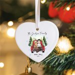 Personalized Chirstmas Tree Cartoon Character Ceramic Heart-Shaped Ornament with Name and Title Home Decor Christmas Gift for Family