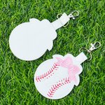 Ricamo personalizzato in pelle PU Softball Baseball Bag Tag Portachiavi con nome e numero Regalo di compleanno della squadra per gli allenatori amanti dello sport