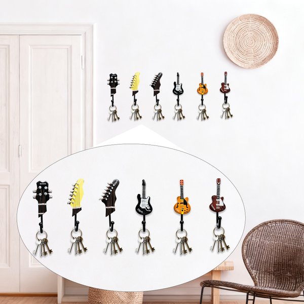 Personalized Electric Guitar Headstock Decorative Hooks with Name Set of 3 Home Music Studio Decor Birthday Gift for Guitar Player Music Lover