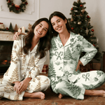 Gepersonaliseerde kerst Toile De Jouy dames pyjama set met initiaal dagelijks gebruik kerstverjaardagscadeau voor vrouwen