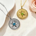 Personalised Hexagram Guardian Energy Coin Medal Necklace with Birthstone Dainty Family Jewellery Birthday Anniversary Gift for Women Men