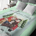 Personalized Cartoon Character Family Portrait Soft Throw Blanket with Text and Names Home Decor Christmas Gift for Family