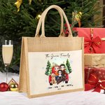 Personalized Christmas Snowflake Cartoon Character Large Jute Tote Bag with Name and Title Christmas Gift for Women Family