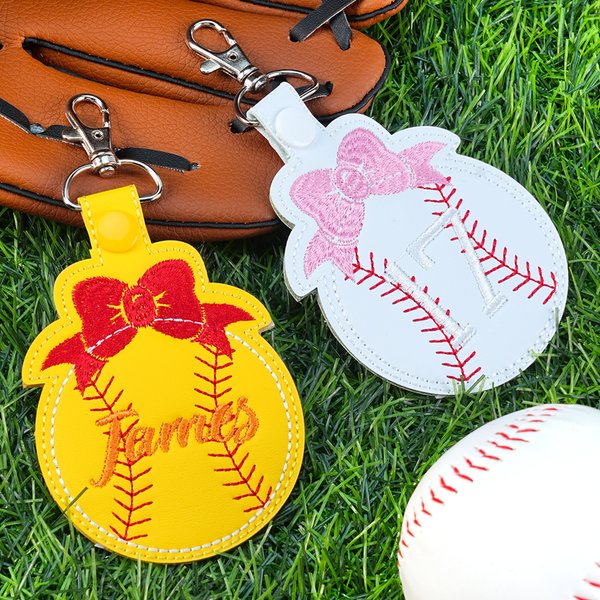 Personalizada de cuero de la PU Bordado Softbol Béisbol Bolsa Etiqueta Llavero con Nombre y Número Cumpleaños Equipo Regalo para Entrenadores Amantes del Deporte