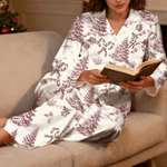Gepersonaliseerde kerst Toile De Jouy dames pyjama set met initiaal dagelijks gebruik kerstverjaardagscadeau voor vrouwen