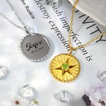 Personalised Hexagram Guardian Energy Coin Medal Necklace with Birthstone Dainty Family Jewellery Birthday Anniversary Gift for Women Men