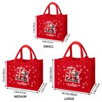 Personalized Cute Cartoon Christmas Reindeer Initial Red Jute Tote Bag with Name Daily Use Christmas Gift for Kids Family