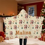 Gorro de Papá Noel de Navidad personalizado Manta con capucha suave de animal con nombre Regalo de cumpleaños de Navidad para niños Niñas