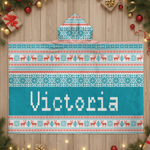 Personalized Fair Isle Style Snowman Reindeer Santa Claus Soft Hooded Blanket with Name Home Decor Christmas Gift for Kids Family