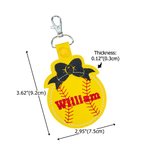 Ricamo personalizzato in pelle PU Softball Baseball Bag Tag Portachiavi con nome e numero Regalo di compleanno della squadra per gli allenatori amanti dello sport