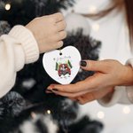 Personalized Chirstmas Tree Cartoon Character Ceramic Heart-Shaped Ornament with Name and Title Home Decor Christmas Gift for Family