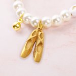 Personalised Ballet Shoe Charm Bead Bracelet with Name Birthday Dance Jewellery Gift for Girls Ballet Lovers
