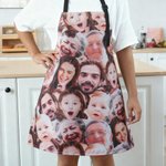 Personalized Crazy Funny Face Photo Avatar Adjustable Apron with Pocket Christmas Birthday Gift for Family Chef Cooking Lover