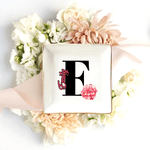 Personalized Birth Flower Ceramic Trinket Jewelry Dish with Initial and Name Wedding Engagement Birthday Christmas Gift for Women