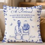 Personalized Retro Floral Butterfly 2-5 Back View Characters Throw Pillow Cover with Name Home Decor Birthday Gift for Friends Girls Women