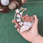 Personalized Moon Shaker Bear Baby Frist Christmas Ornament with Name Room Decoration Christmas Gift for Girl Boy Parents