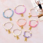 Personalised Ballet Shoe Charm Bead Bracelet with Name Birthday Dance Jewellery Gift for Girls Ballet Lovers