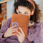 Personalized Birth Flower Name PU Leather A5 Notebook Cover with Storage Pocket Birthday Christmas Gift for Family Friends