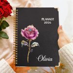 Personalised Classic Birth Flower 2026 Planner A5 Spiral Notebook with Weekly Monthly Planning Pages Daily Use Birthday Gift for Family Friends