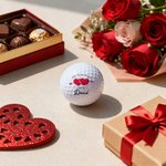 Personalized Funny Red Kiss Lip Heart Set of 3 Golf Ball with Names Birthday Valentine's Day Anniversary Gift for Golf Lover Couple