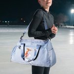 Personalized Ice Skating Girl Birth Flower Multi-compartment Waterproof Weekend Duffle Bag with Shoulder Strap and Name Back to School Gift for Her