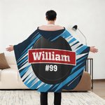 Personalized Baseball Basketball Soft Polar Fleece Hooded Blanket with Name and Number Game Day Birthday Gift for Teammate Coach Ball Sports Lovers