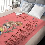 Personalized Birth Flower Bible Cartoon Character Soft Throw Blanket with Name Home Decor Baptism Christmas Gift for Christian Women