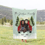 Personalized Cartoon Character Family Portrait Soft Throw Blanket with Text and Names Home Decor Christmas Gift for Family