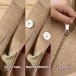 Personlig återanvändbar juteväska med julkonst och handskrivna namn perfekt julklapp för barn och familj