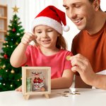 Personalized Cute Reindeer Christmas Tree Wood Clear Money Box Piggy Bank with Name Desk Decor Christmas Gift for Kids