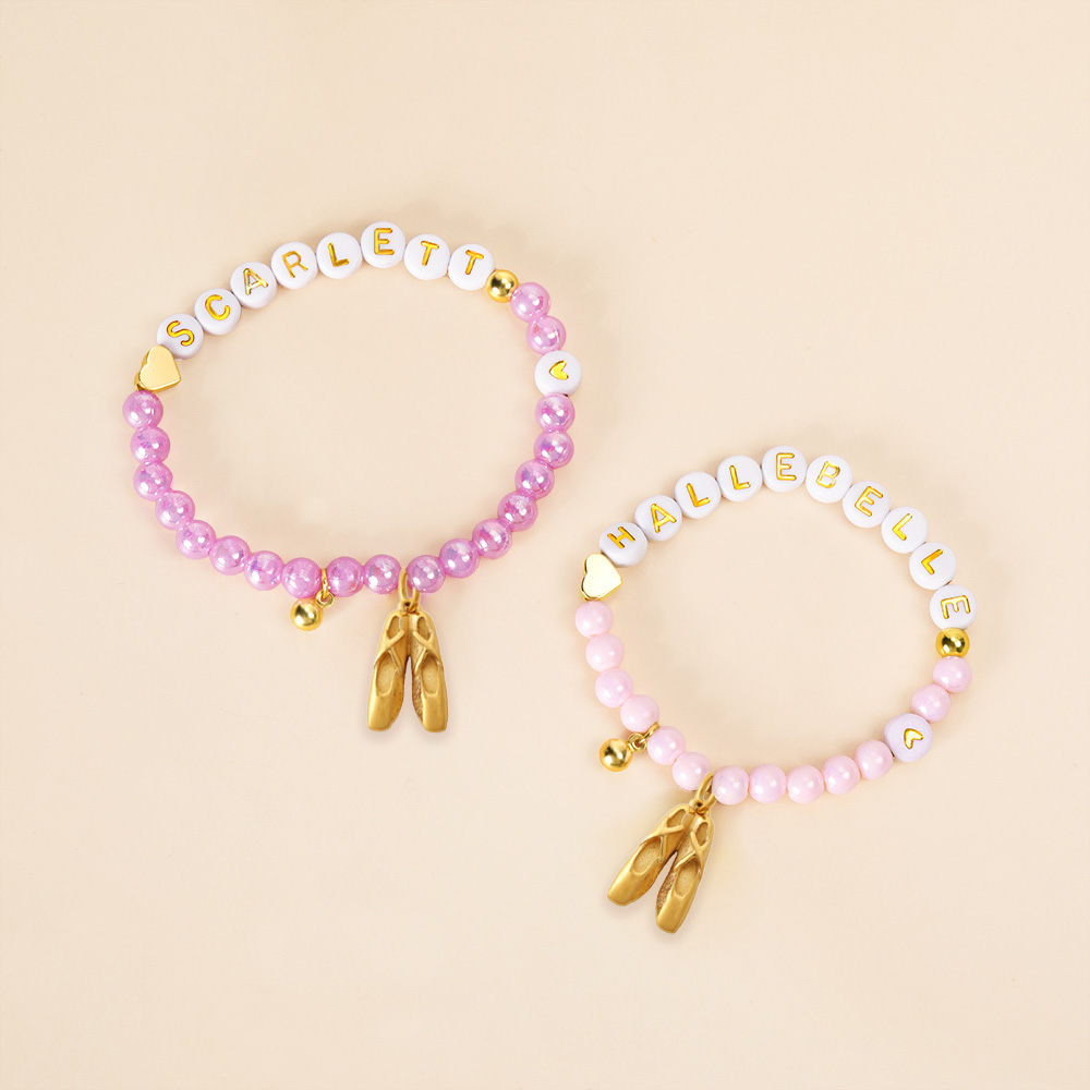Bracelet de breloques pour chaussure de ballet avec nom Cadeau d'anniversaire de danse pour fille