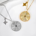 Personalised Hexagram Guardian Energy Coin Medal Necklace with Birthstone and Initial Dainty Family Jewellery Birthday Anniversary Gift for Women Men